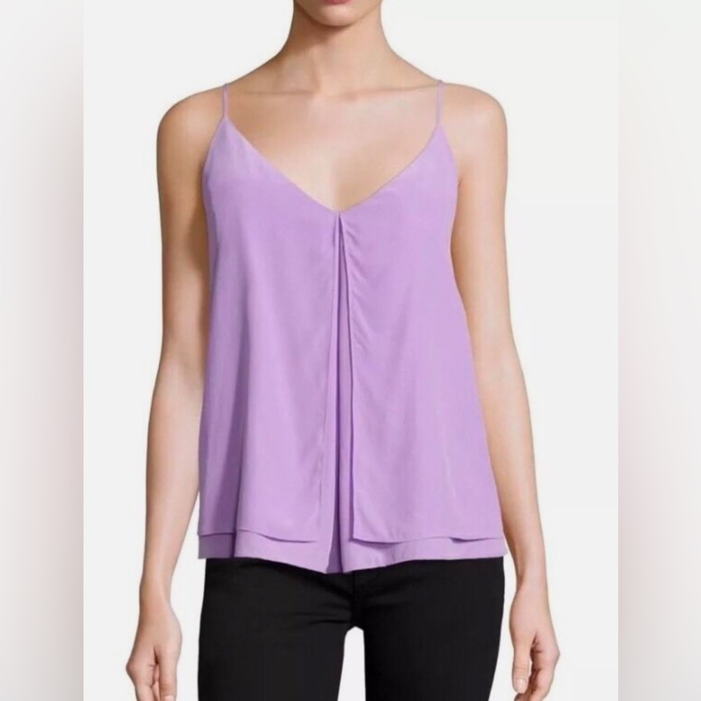 Joie Otissa Shadow Lily v-Neck Silk Sleeveless Blouse NWT